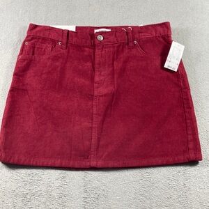 Kensie Jeans Skirt Women Size 10/30 100% Cotton Ribbed Burgundy New With Tags